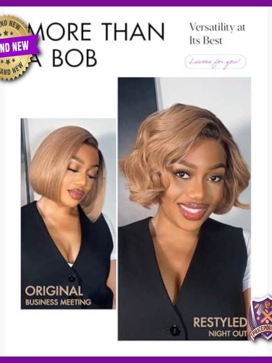 Short Bob Human Hair Wig, Glueless HD Lace Closure, Pre Plucked main image 3